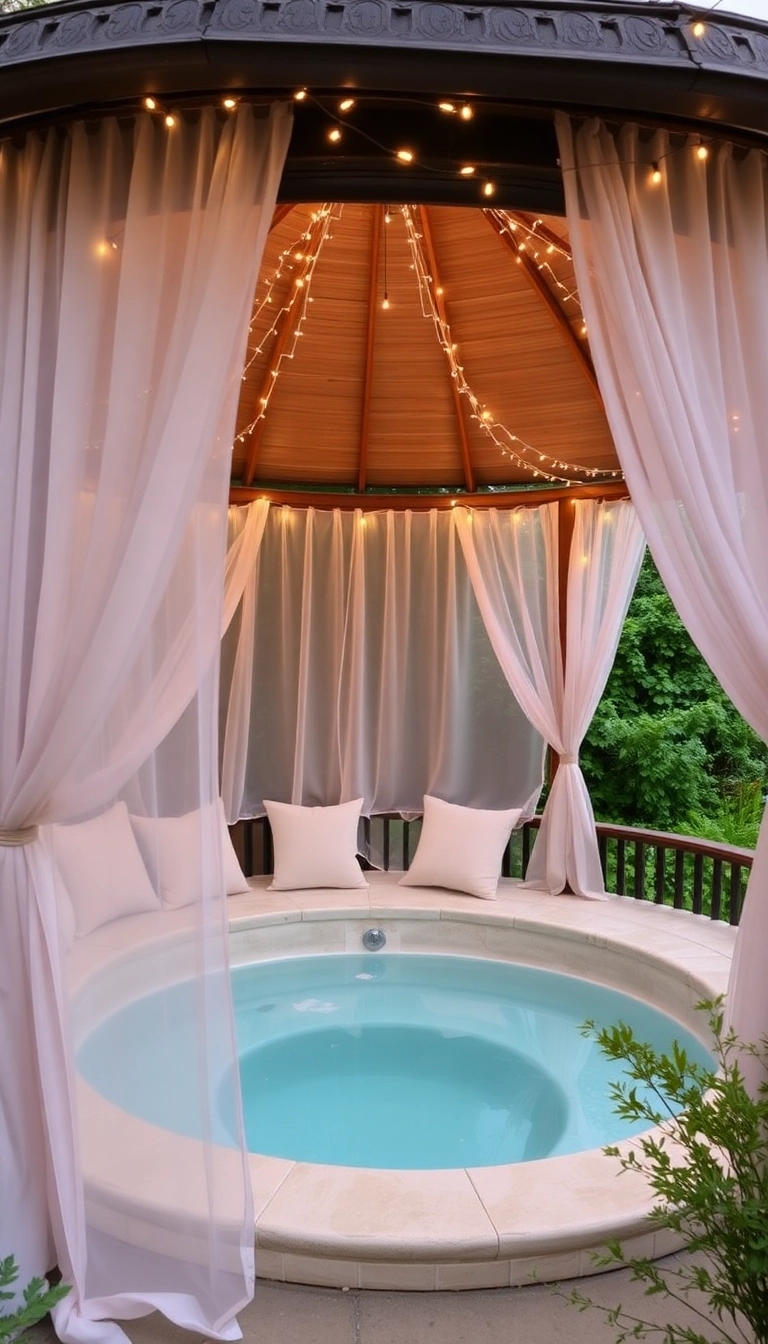 15 Stunning Hot Tub Privacy Ideas That Will Transform Your Backyard into a Serene Oasis! - 4. Cozy Gazebo Retreat