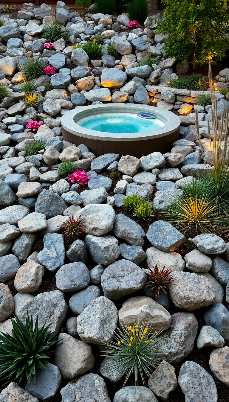 15 Stunning Hot Tub Privacy Ideas That Will Transform Your Backyard into a Serene Oasis! - 8. Tranquil Rock Gardens