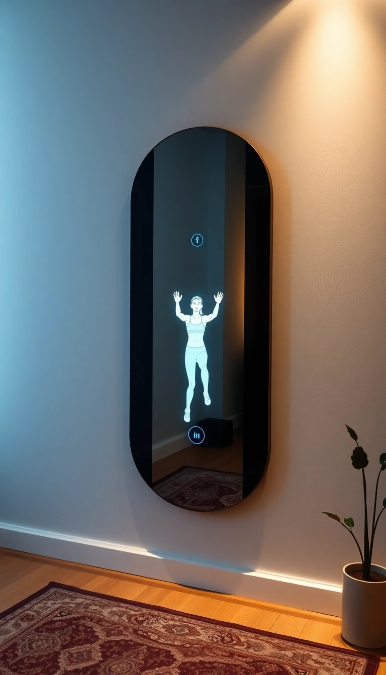 16 Space-Saving Mini Gym Ideas for Your Home That Are Pure Genius (#4 Will Blow Your Mind!) - 3. Smart Mirror with Integrated Workouts