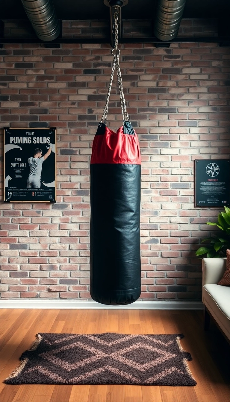 16 Space-Saving Mini Gym Ideas for Your Home That Are Pure Genius (#4 Will Blow Your Mind!) - 7. Hanging Punching Bag