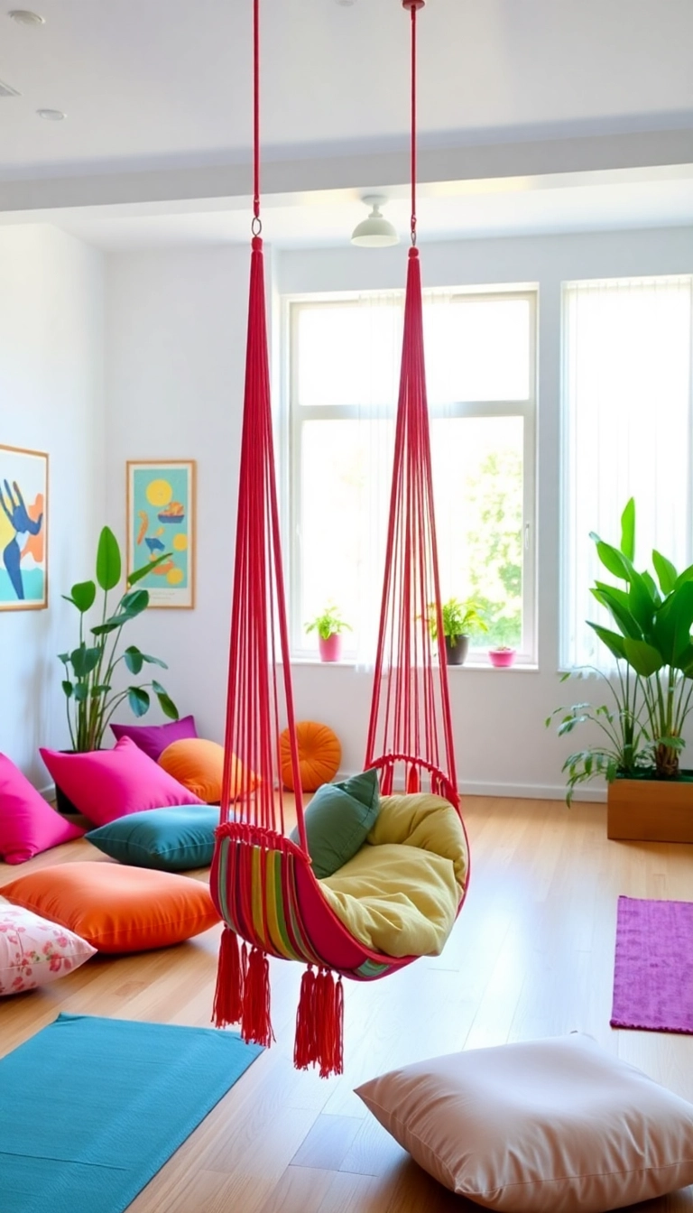 16 Space-Saving Mini Gym Ideas for Your Home That Are Pure Genius (#4 Will Blow Your Mind!) - 8. Yoga Swing for Fun and Flexibility