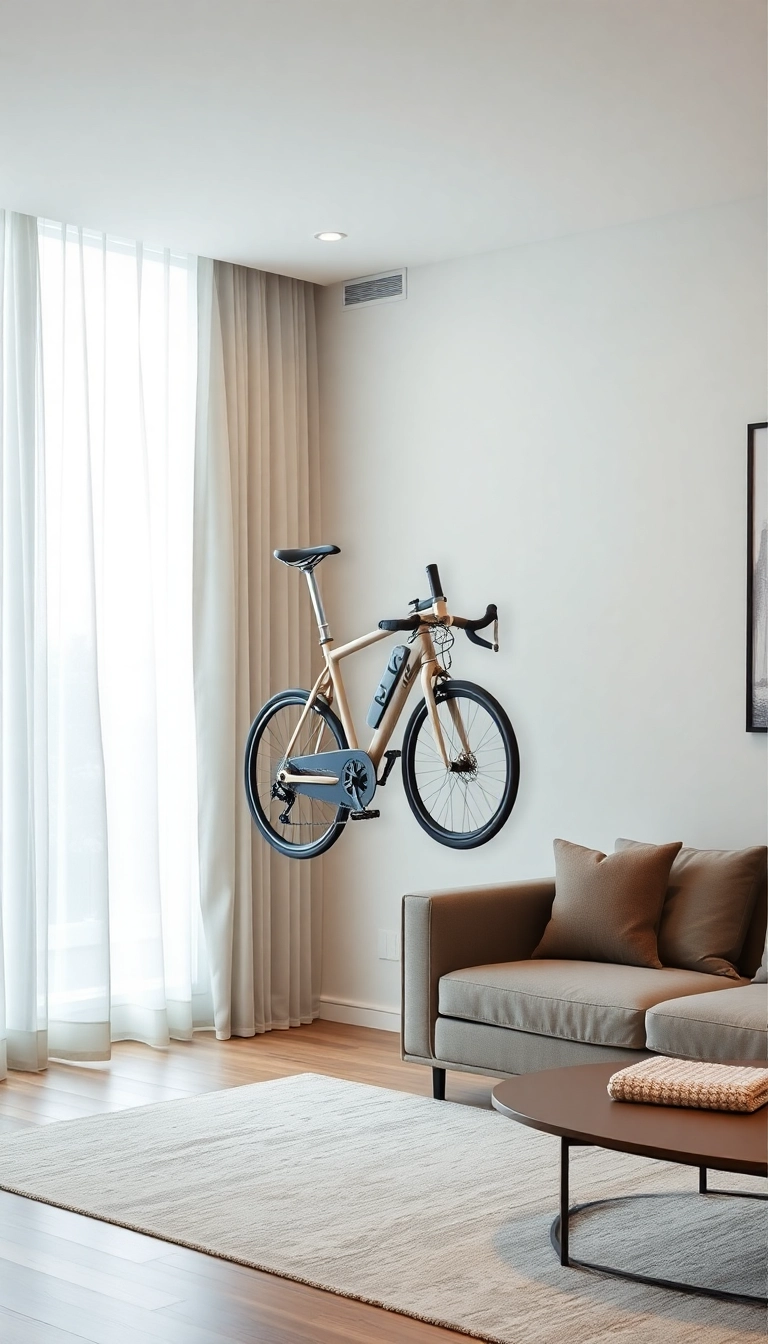 16 Space-Saving Mini Gym at Home Ideas That Look Amazing and Work Wonders! - 1. Wall-Mounted Foldable Exercise Bike