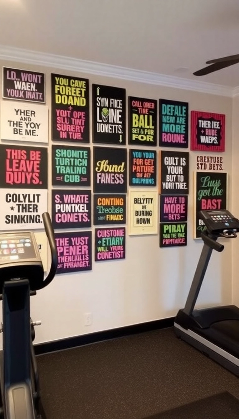 16 Space-Saving Mini Gym at Home Ideas That Look Amazing and Work Wonders! - 13. Wall Art with a Workout Twist