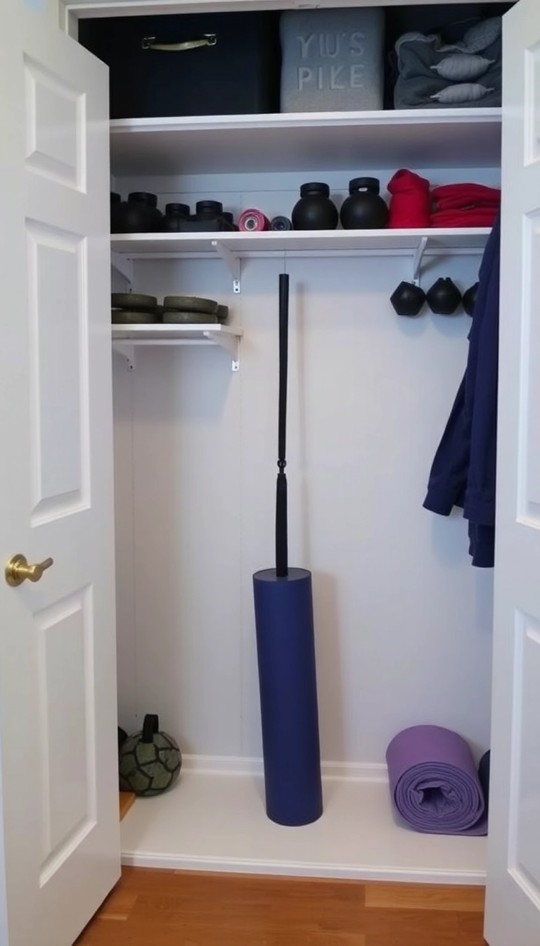 16 Space-Saving Mini Gym at Home Ideas That Look Amazing and Work Wonders! - 14. Hidden Gym in a Closet