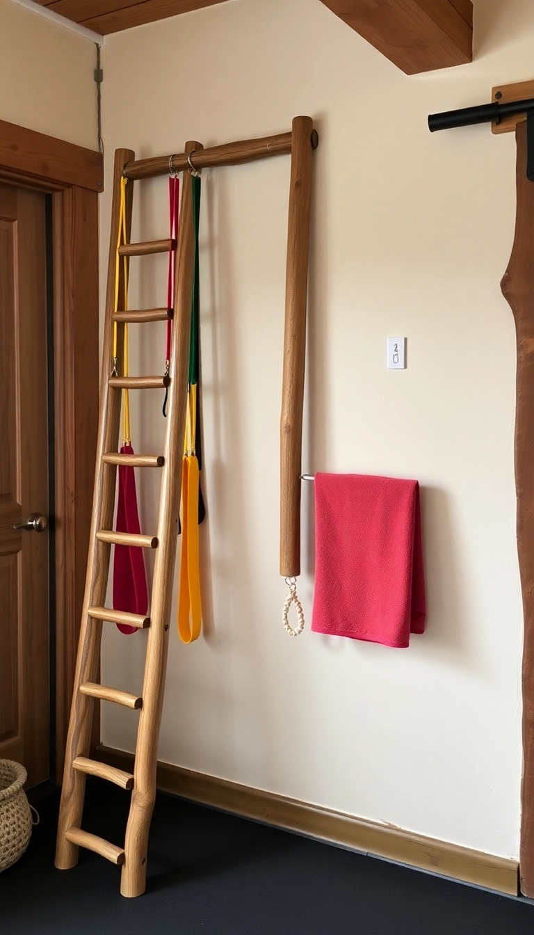 16 Space-Saving Mini Gym at Home Ideas That Look Amazing and Work Wonders! - 15. Versatile Gym Ladder