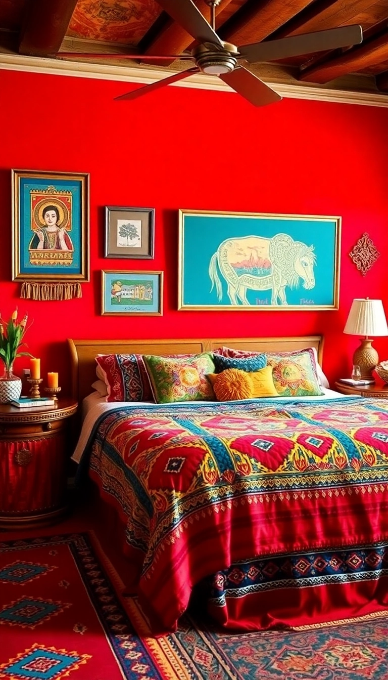 17 Boho Bedroom Colors That Bring Vibrancy and Relaxation to Your Personal Oasis! - 17. Vibrant Red