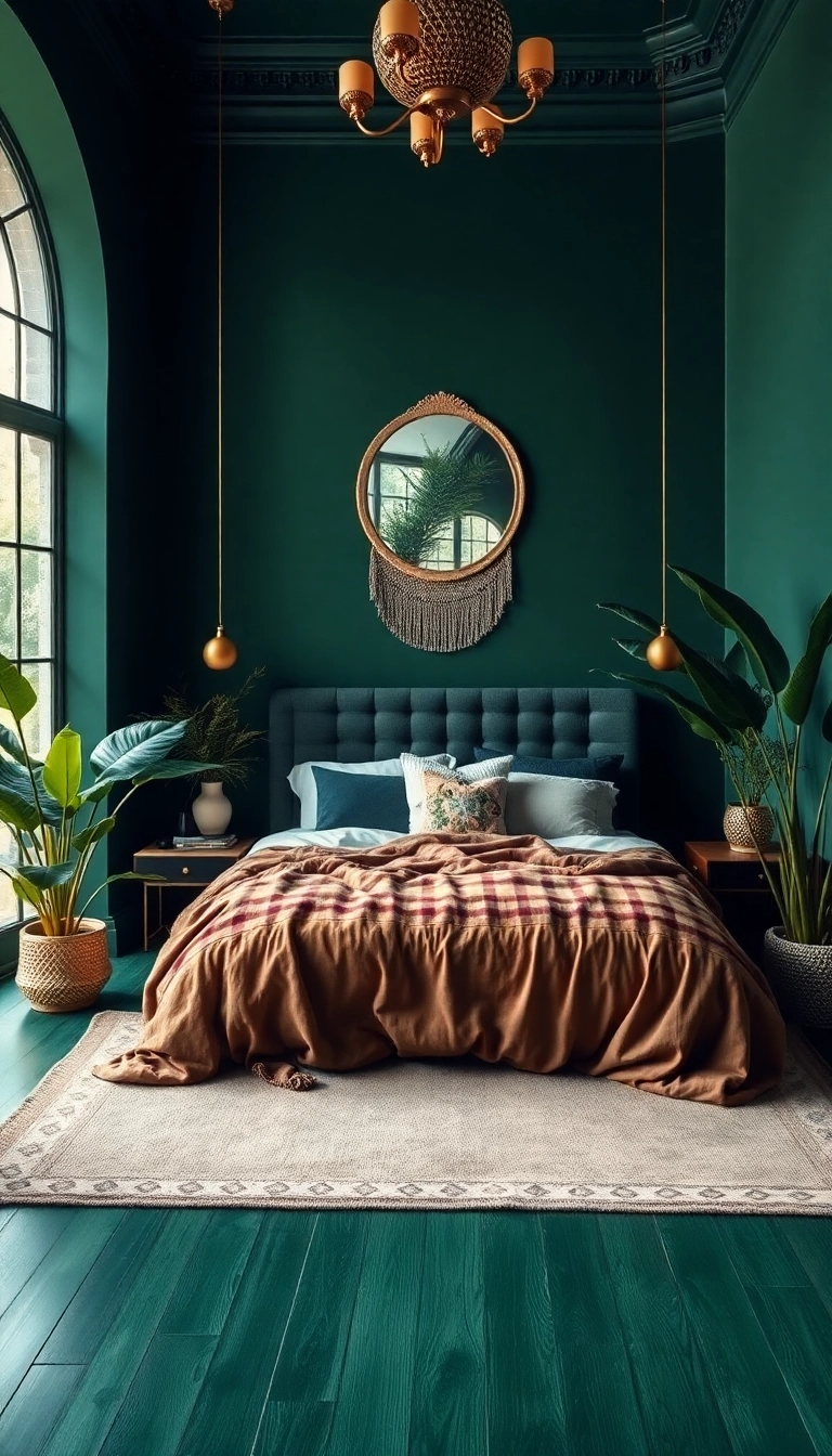 17 Boho Bedroom Colors That Bring Vibrancy and Relaxation to Your Personal Oasis! - 4. Emerald Green