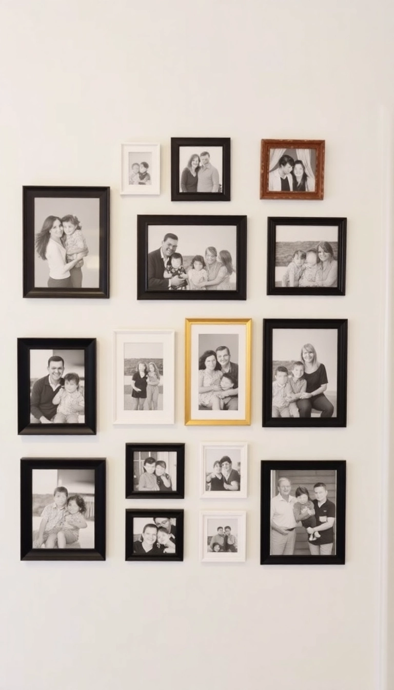 17 Framed Wall Art Ideas for Your Entryway That Add Elegance! - 1. Gallery Wall of Family Portraits