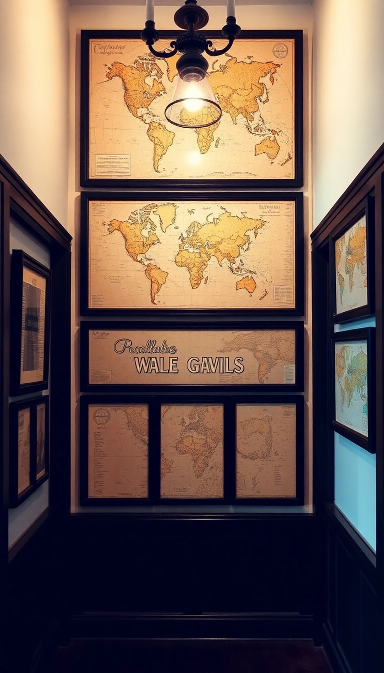 17 Framed Wall Art Ideas for Your Entryway That Add Elegance! - 15. Vintage Maps