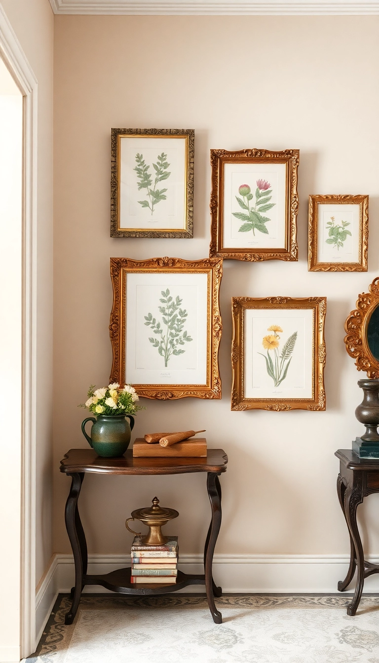 17 Framed Wall Art Ideas for Your Entryway That Add Elegance! - 3. Vintage-Inspired Frames