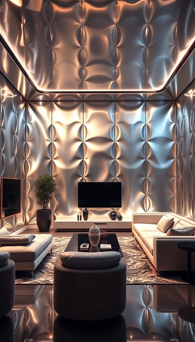 17 Textured Wall Panel Ideas That Will Transform Any Room (You Have to See #4!) - 7. Modern Metallic Panels