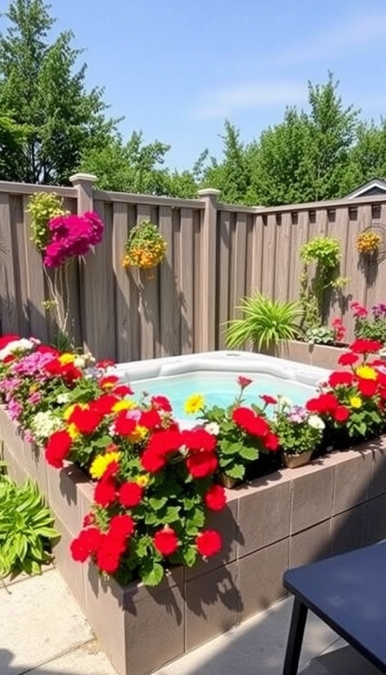 18 Modern Fence Ideas for Your Hot Tub That Are Stylish and Functional! - 13. Integrated Planter Fencing