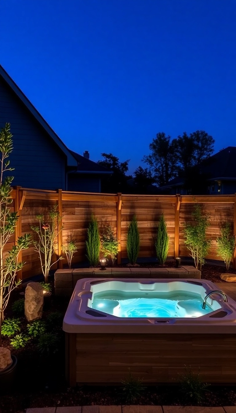 18 Modern Fence Ideas for Your Hot Tub That Are Stylish and Functional! - 14. Mixed Material Fencing