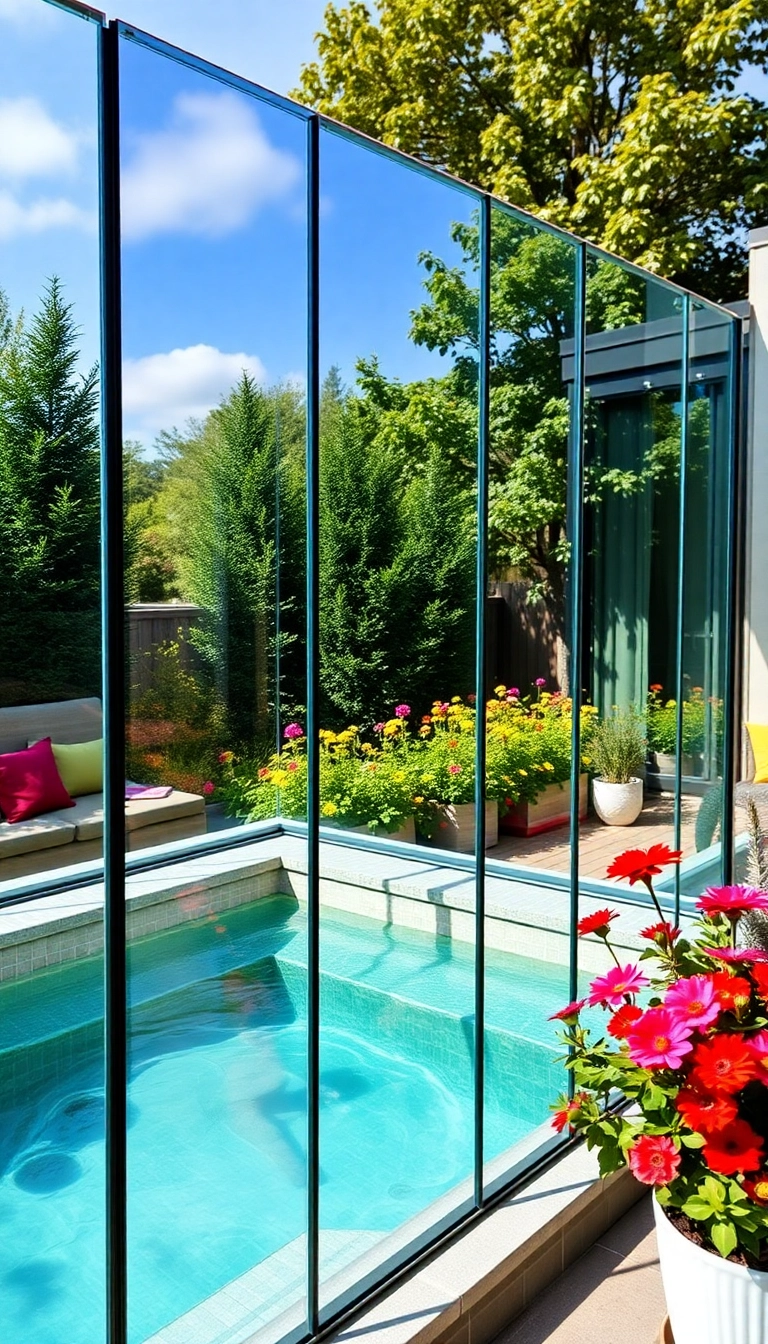 18 Modern Fence Ideas for Your Hot Tub That Are Stylish and Functional! - 2. Glass Panel Fencing