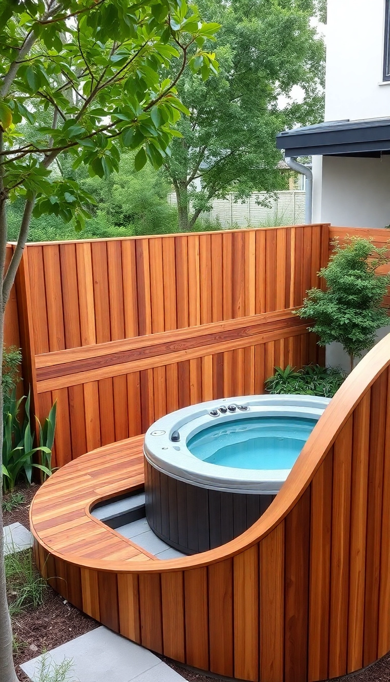 18 Modern Fence Ideas for Your Hot Tub That Are Stylish and Functional! - 8. Curved Modern Design