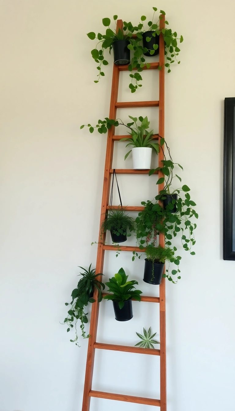 18 Stunning Hanging Indoor Plant Displays That Will Elevate Your Space (Don’t Miss #10!) - 16. Ladder Plant Stand