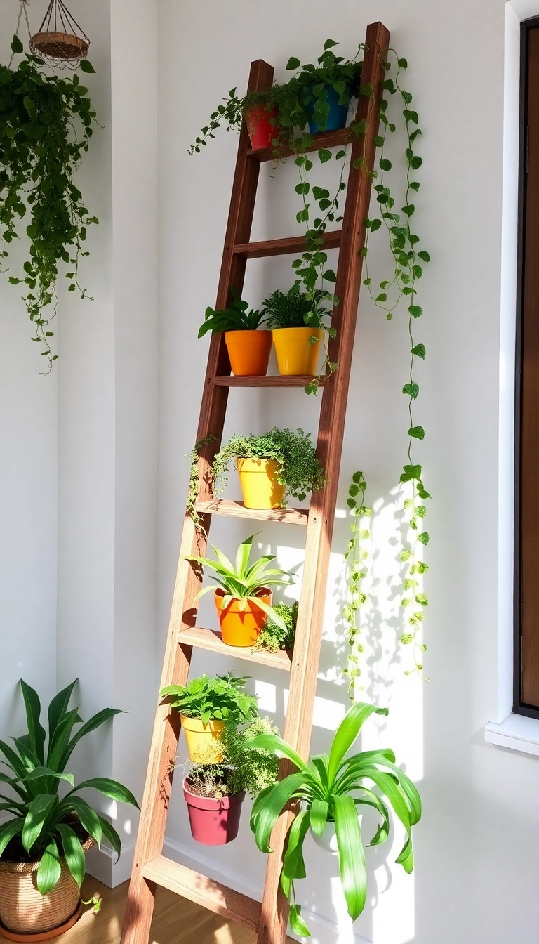 18 Stunning Hanging Indoor Plant Displays That Will Elevate Your Space (Don’t Miss #10!) - 3. Stylish Plant Ladders