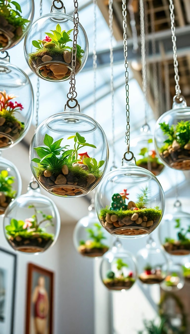 18 Stunning Hanging Indoor Plant Displays That Will Elevate Your Space (Don’t Miss #10!) - 5. Colorful Terrariums