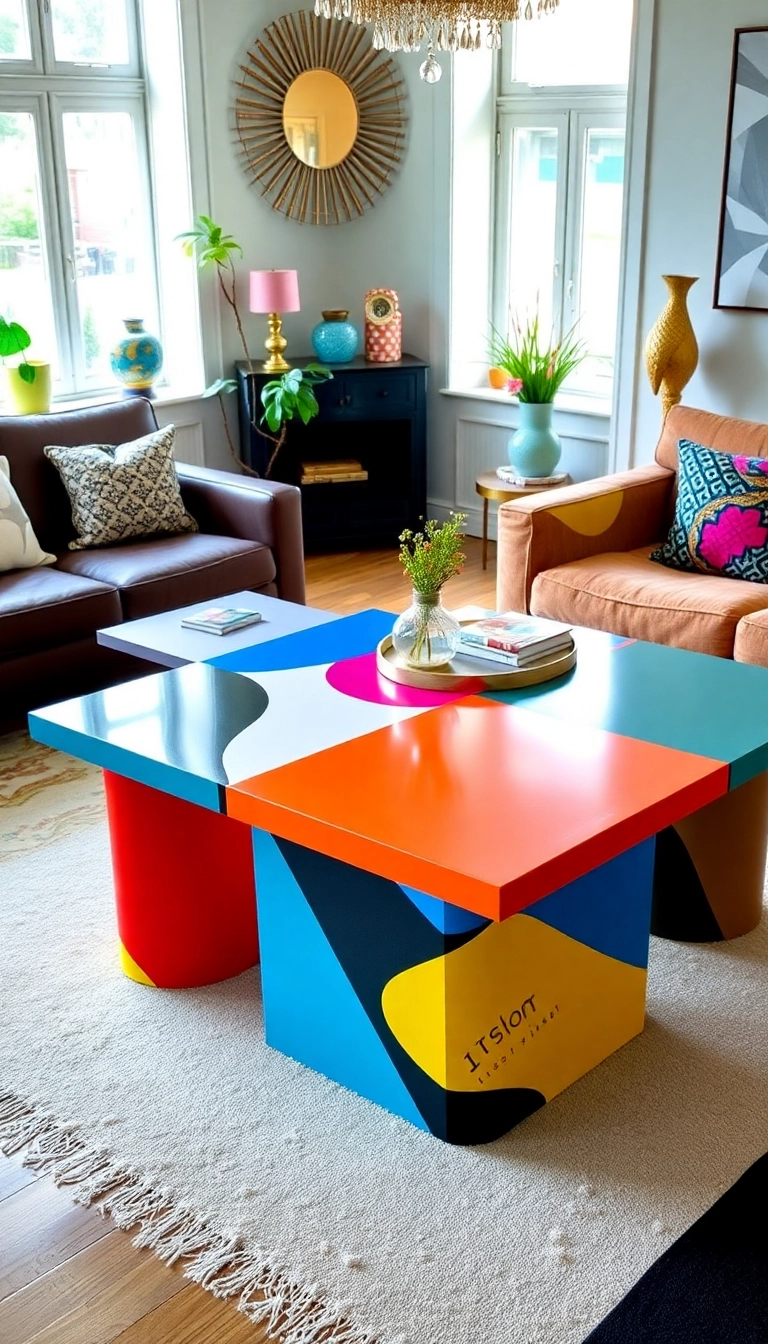 18 Stylish Living Room Tables with Geometric Patterns That Will Impress Everyone! - 10. The Artistic Touch