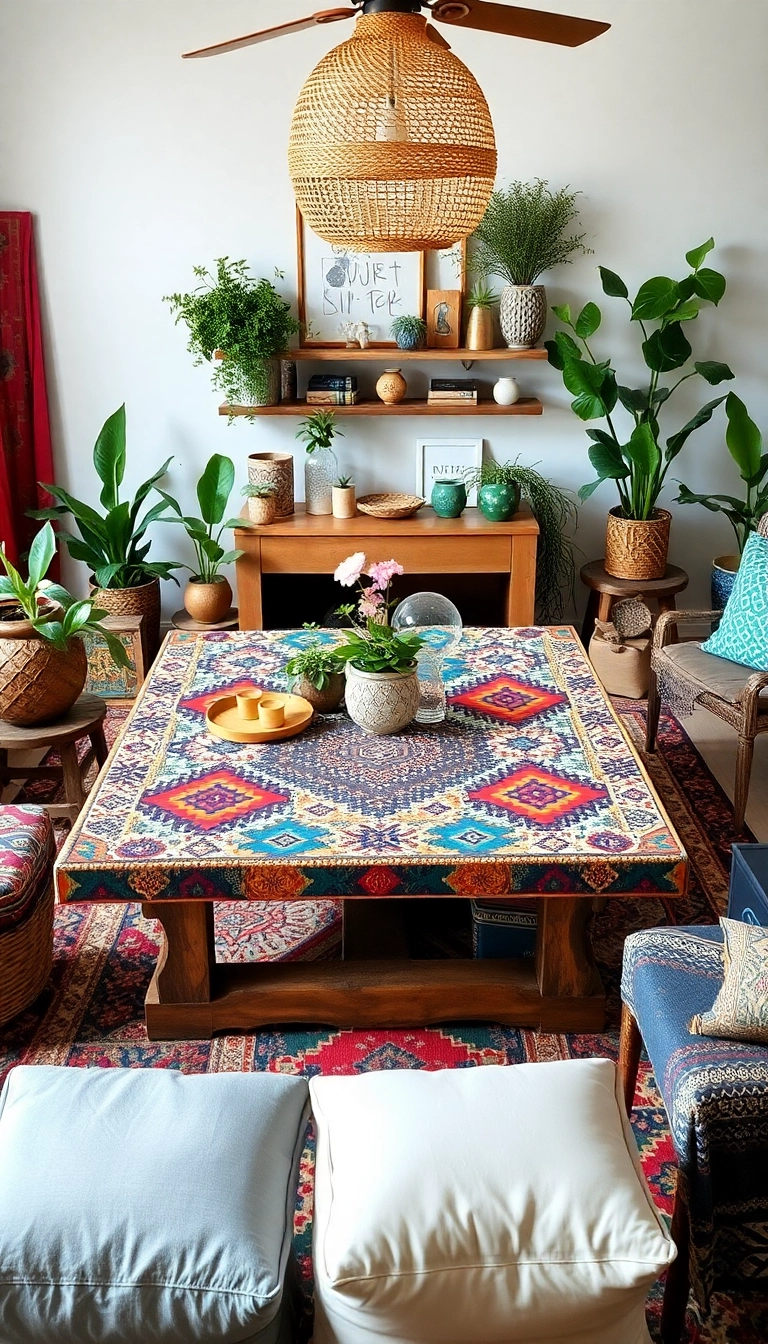 18 Stylish Living Room Tables with Geometric Patterns That Will Impress Everyone! - 13. The Bohemian Blend