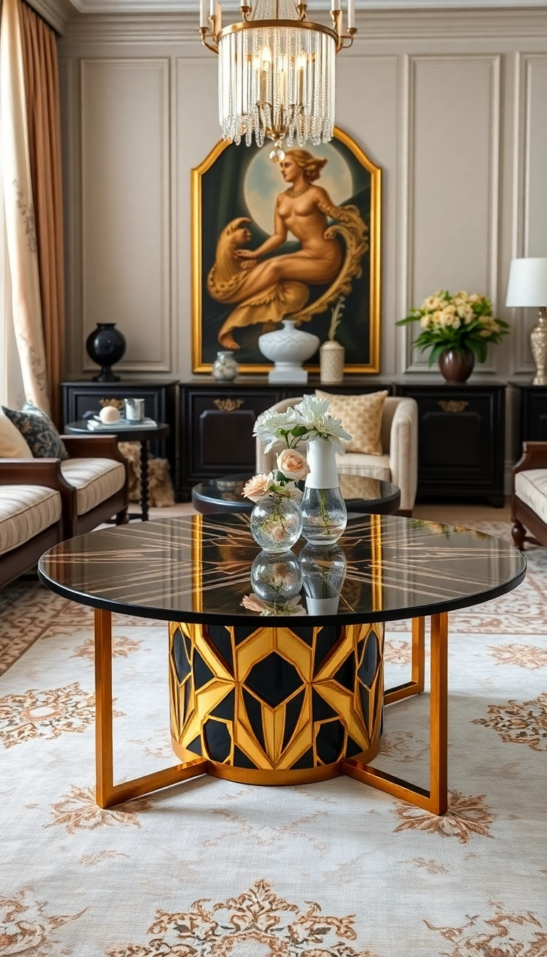 18 Stylish Living Room Tables with Geometric Patterns That Will Impress Everyone! - 14. The Art Deco Revival