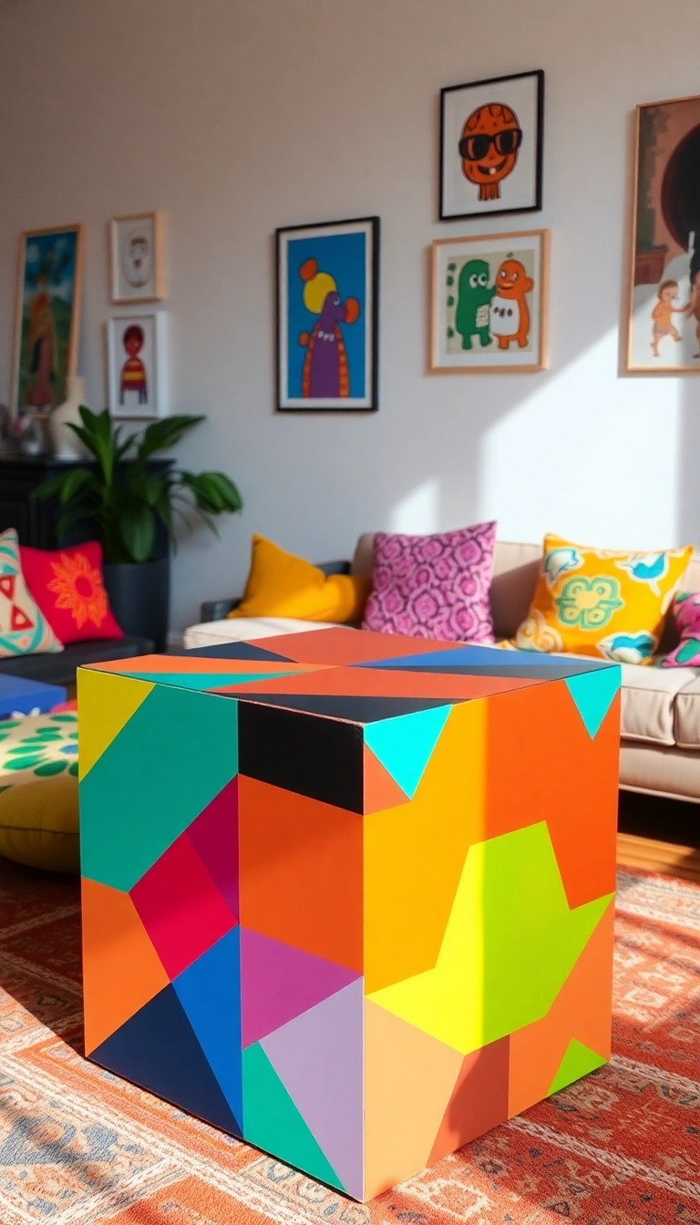 18 Stylish Living Room Tables with Geometric Patterns That Will Impress Everyone! - 7. The Colorful Cube