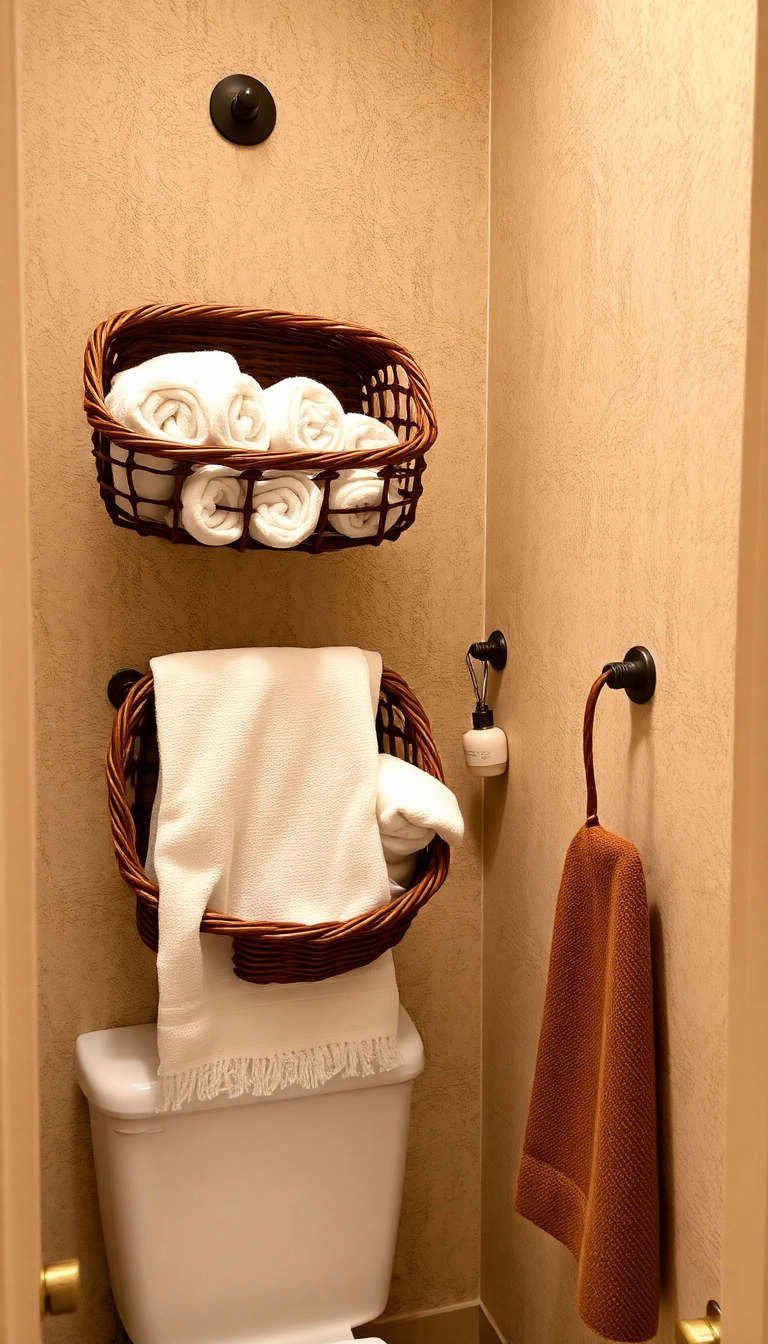 19 Small Bathroom Storage Innovations That Will Blow Your Mind (Especially #6!) - 13. Wall-Mounted Baskets