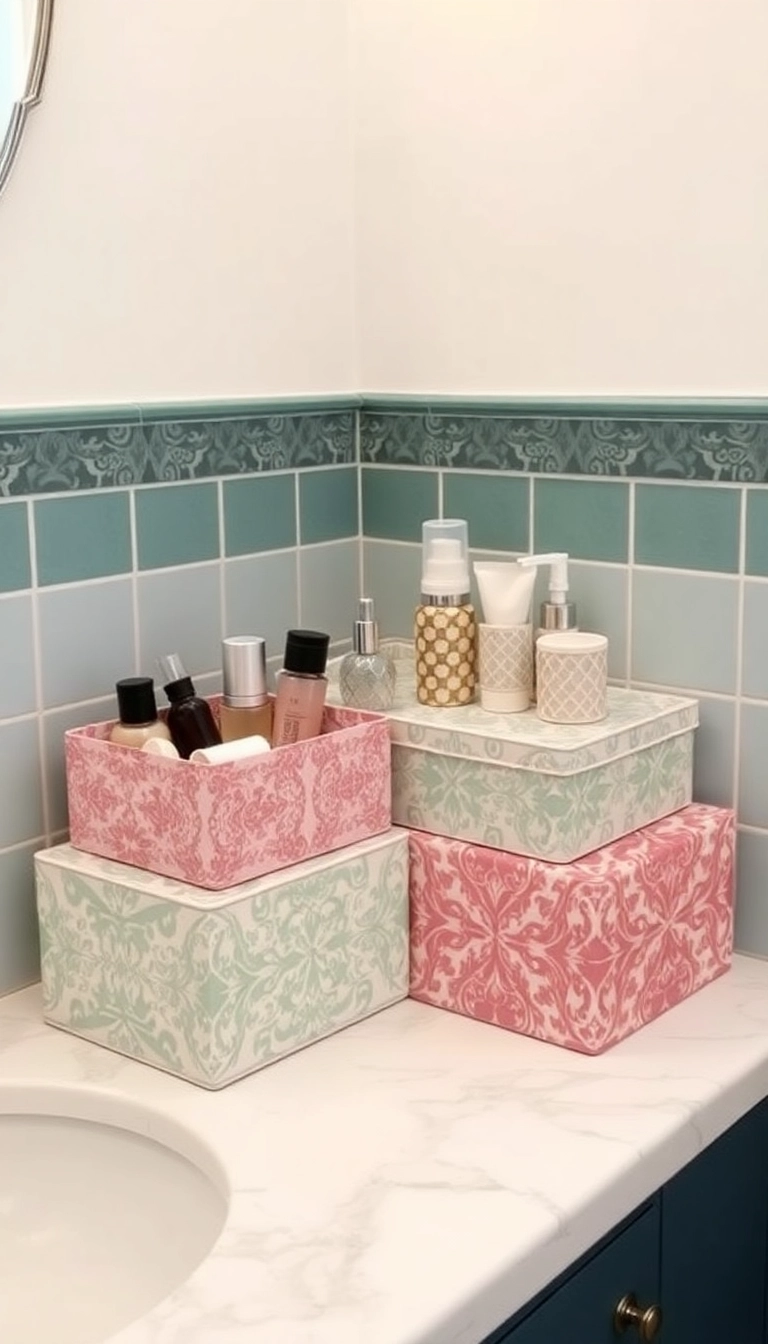 19 Small Bathroom Storage Innovations That Will Blow Your Mind (Especially #6!) - 16. Decorative Storage Boxes