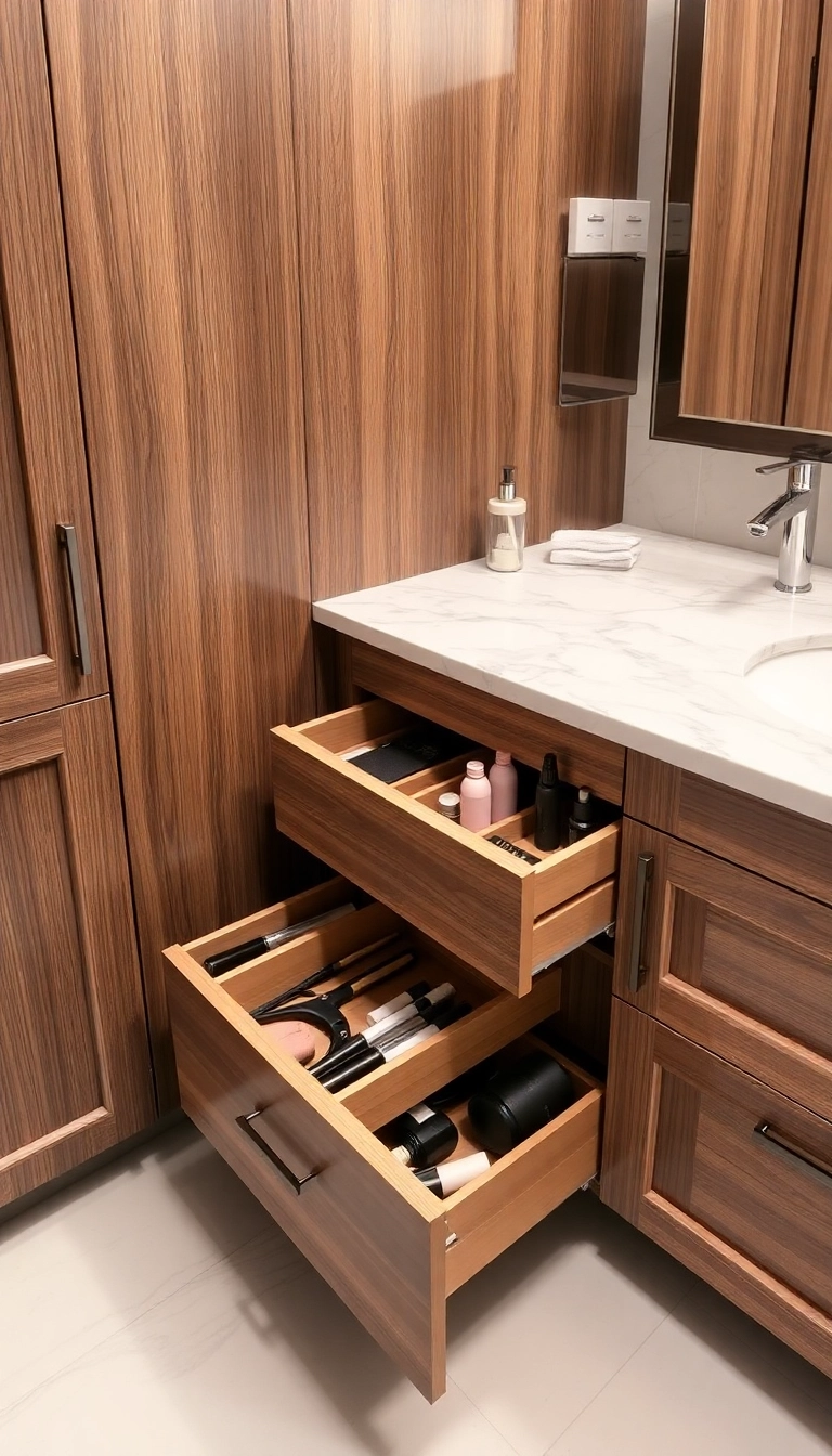 19 Small Bathroom Storage Innovations That Will Blow Your Mind (Especially #6!) - 3. Hidden Pull-Out Drawers