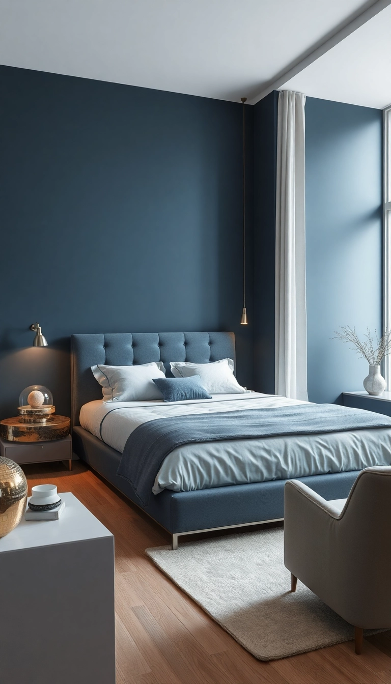 19 Unexpected Bedroom Wall Colors That Will Make You Fall in Love with Your Room Again! - 17. Elegant Steel Blue