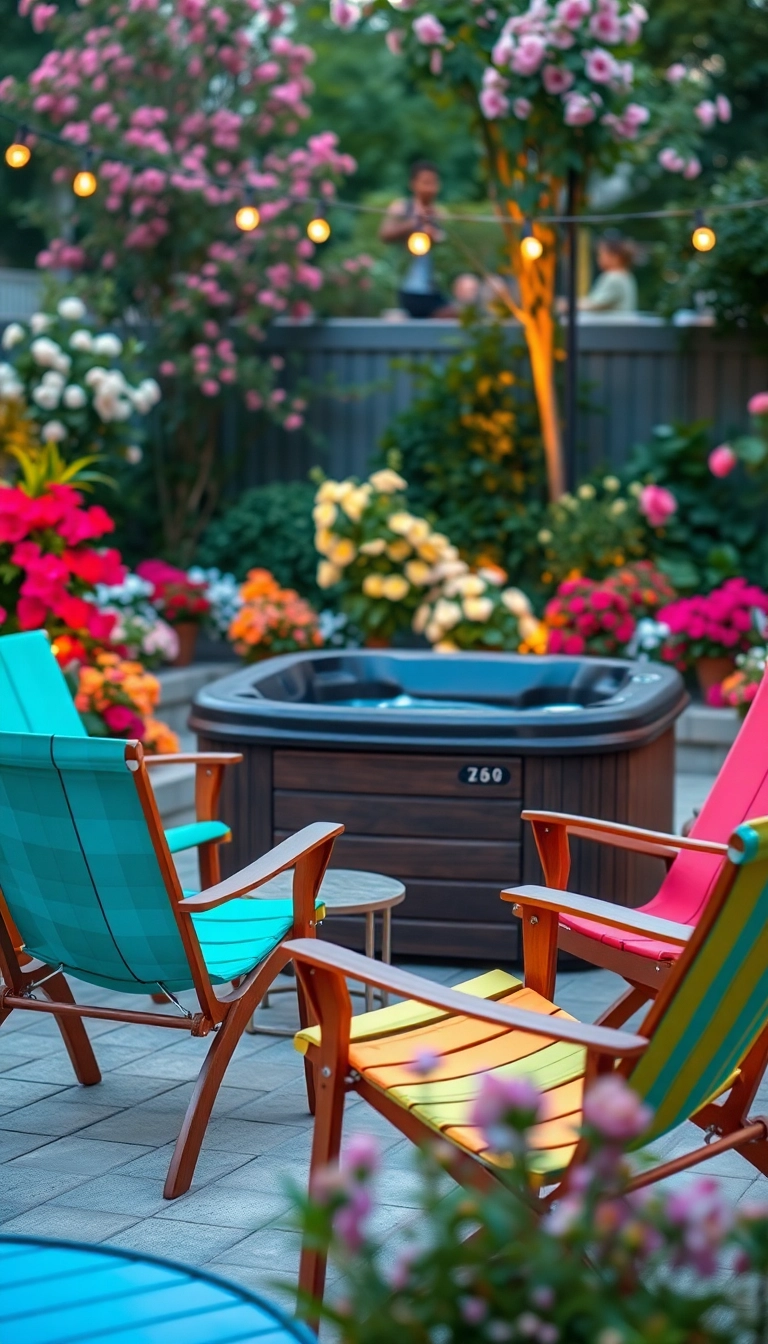 20 Compact Hot Tub Seating Ideas That Maximize Your Small Outdoor Space! - 12. Sling Chairs