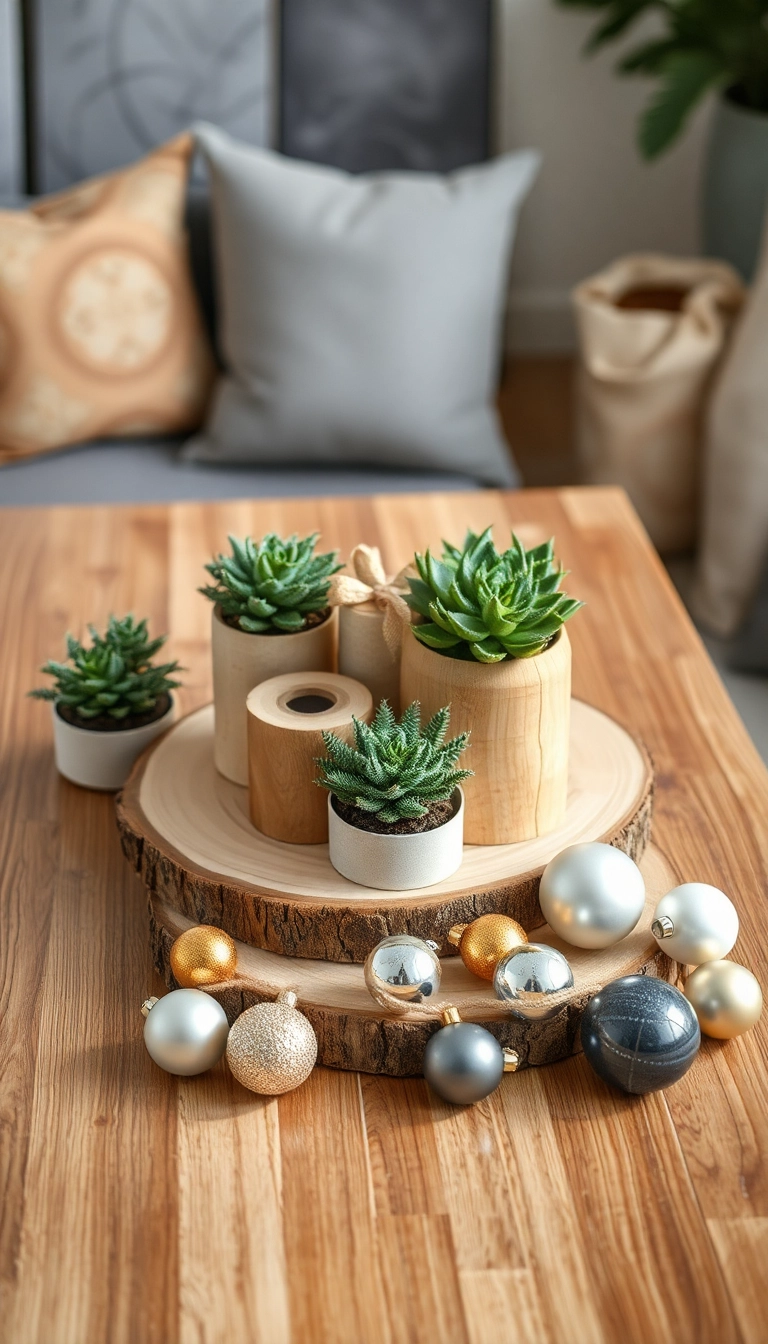 20 Elegant Coffee Table Christmas Decor Inspirations That Will Dazzle Everyone! - 15. Eco-Friendly Decor