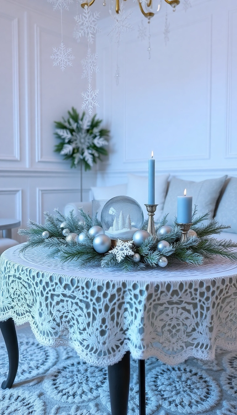 20 Elegant Coffee Table Christmas Decor Inspirations That Will Dazzle Everyone! - 2. Winter Wonderland Theme