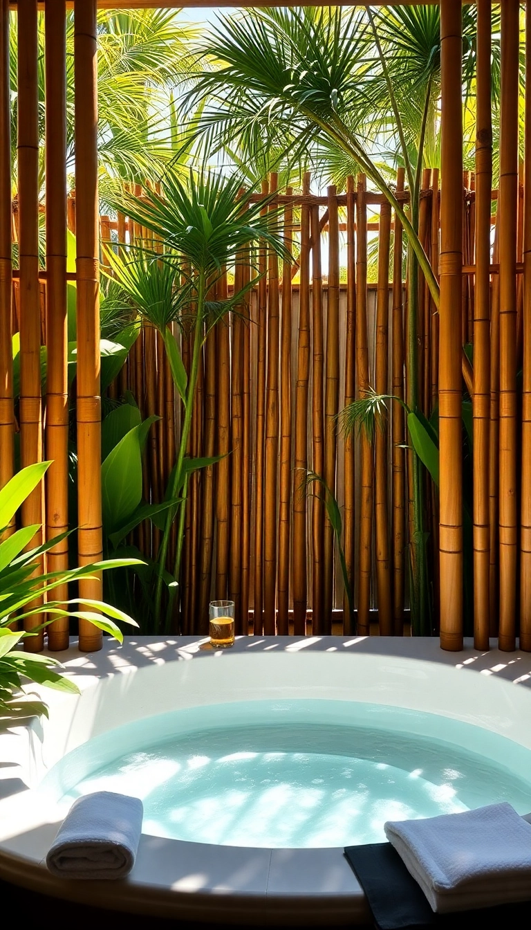 20 Luxurious Hot Tub Privacy Ideas That Will Make You Feel Like Royalty (Don't Miss #12!) - 1. Elegant Bamboo Screens