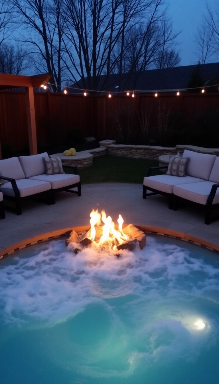 20 Luxurious Hot Tub Privacy Ideas That Will Make You Feel Like Royalty (Don't Miss #12!) - 11. Fire Pit for Cozy Ambiance