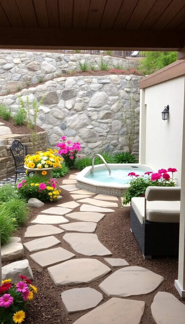 20 Luxurious Hot Tub Privacy Ideas That Will Make You Feel Like Royalty (Don't Miss #12!) - 14. Natural Stone Pathways