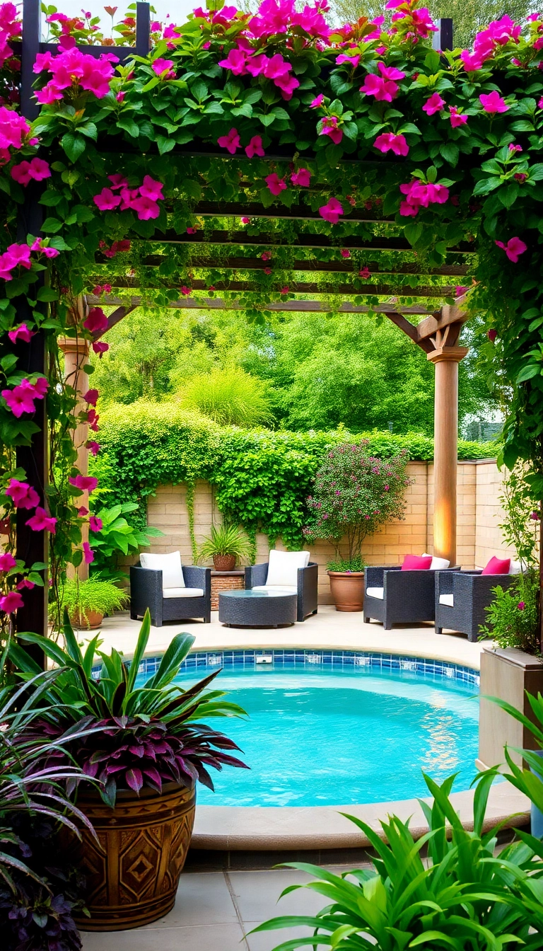 20 Luxurious Hot Tub Privacy Ideas That Will Make You Feel Like Royalty (Don't Miss #12!) - 18. Garden Trellis with Climbing Plants