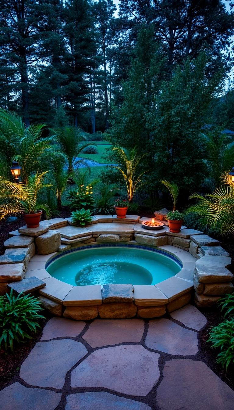 20 Luxurious Hot Tub Privacy Ideas That Will Make You Feel Like Royalty (Don't Miss #12!) - 20. Secluded Sunken Hot Tubs