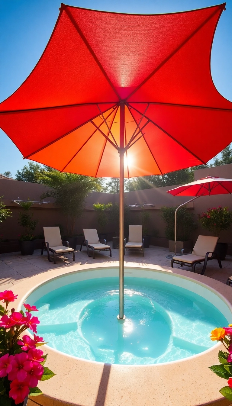 20 Luxurious Hot Tub Privacy Ideas That Will Make You Feel Like Royalty (Don't Miss #12!) - 7. Sunshade Umbrellas