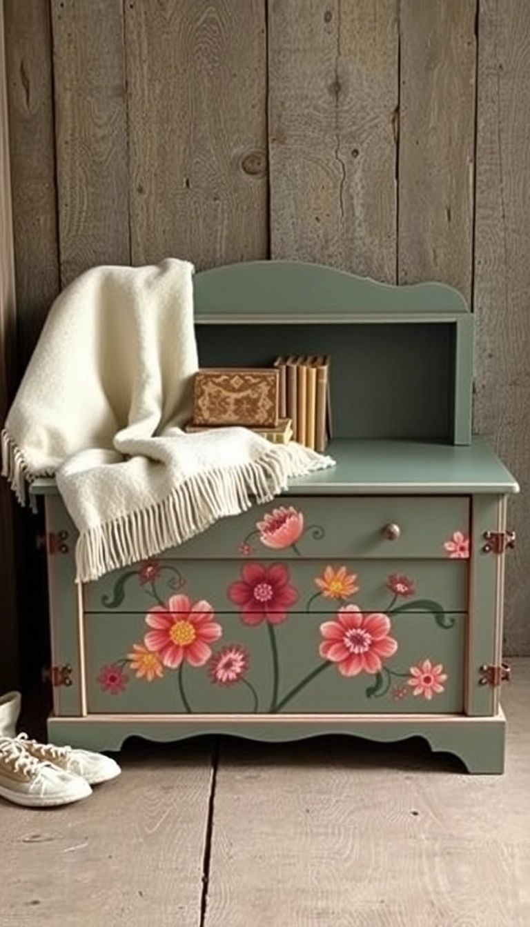 20 Stunning Floral Hand-Painted Cabinet Ideas That Will Transform Your Home! - 10. Vintage Floral Chests