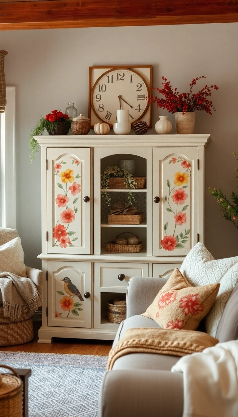 20 Stunning Floral Hand-Painted Cabinet Ideas That Will Transform Your Home! - 15. Seasonal Floral Themes