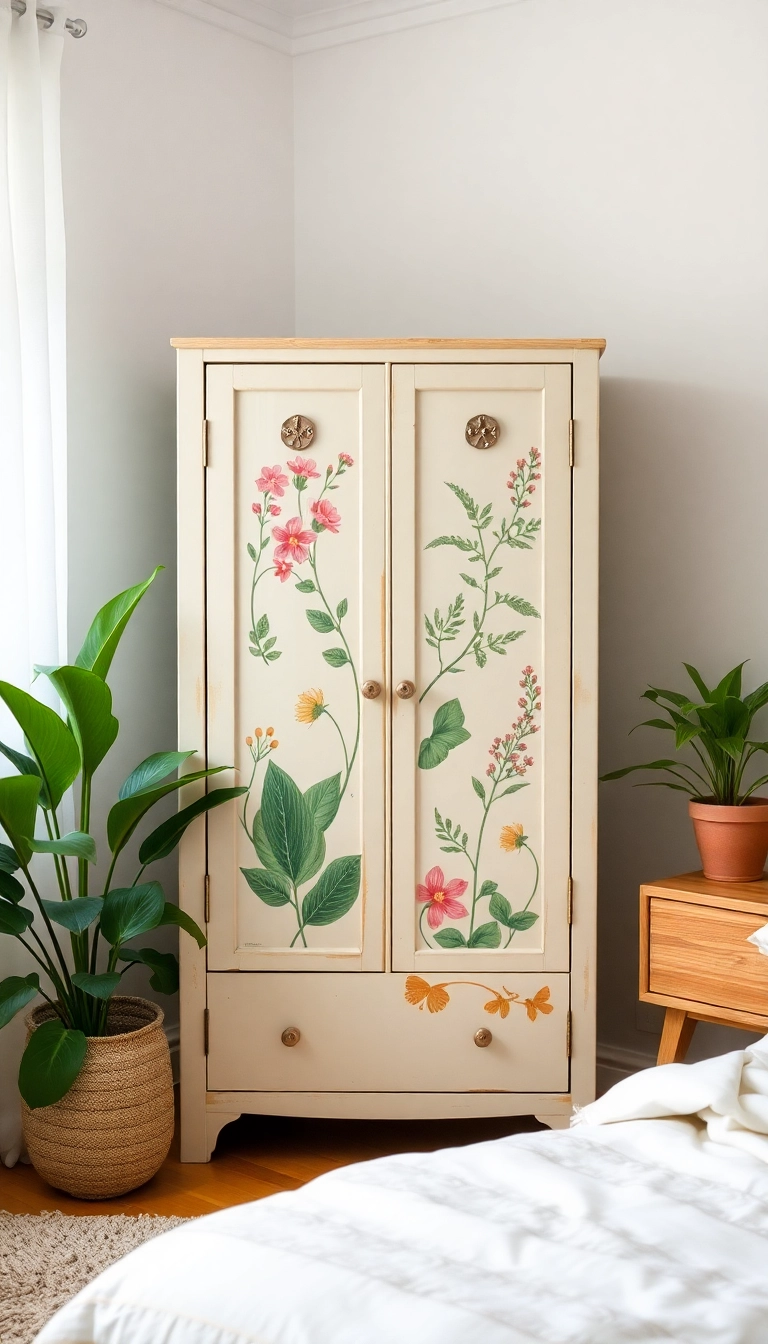 20 Stunning Floral Hand-Painted Cabinet Ideas That Will Transform Your Home! - 4. Botanical Bliss