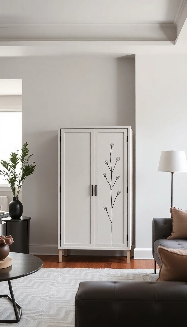 20 Stunning Floral Hand-Painted Cabinet Ideas That Will Transform Your Home! - 7. Modern Minimalist Flora