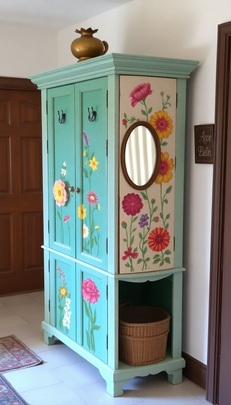 20 Stunning Floral Hand-Painted Cabinet Ideas That Will Transform Your Home! - 8. Charming Cottage Garden