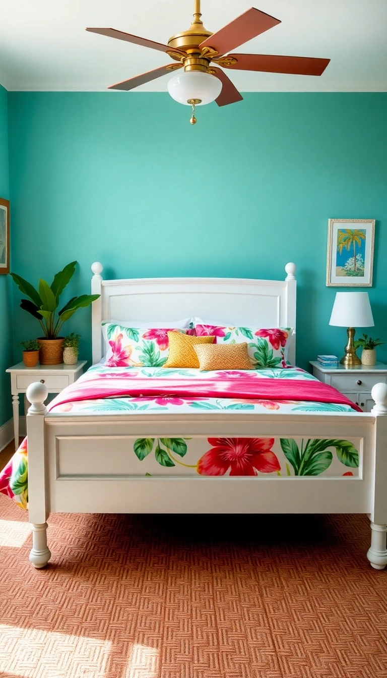 20 Trendy Bedroom Color Ideas That Will Transform Your Space into a Cozy Retreat! - 14. Tropical Teal