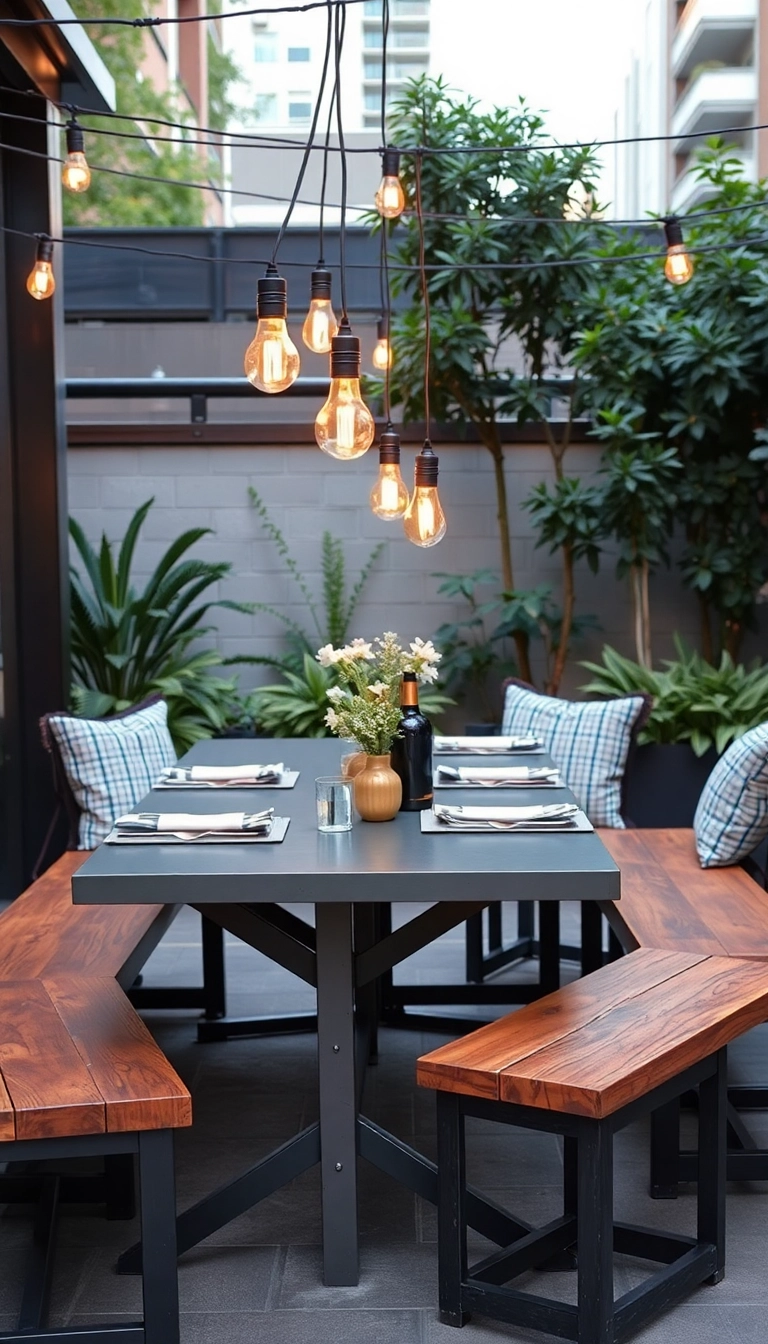 21 Stylish Outdoor Dining Ideas That Will Make Your Summer Parties Unforgettable! - 11. Modern Industrial Style