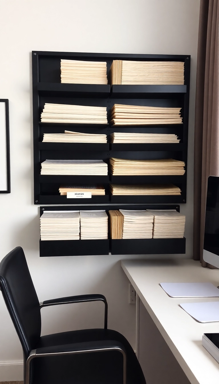 25 Brilliant Home Office Storage Solutions You Didn't Know You Needed! - Wall-Mounted Filing System