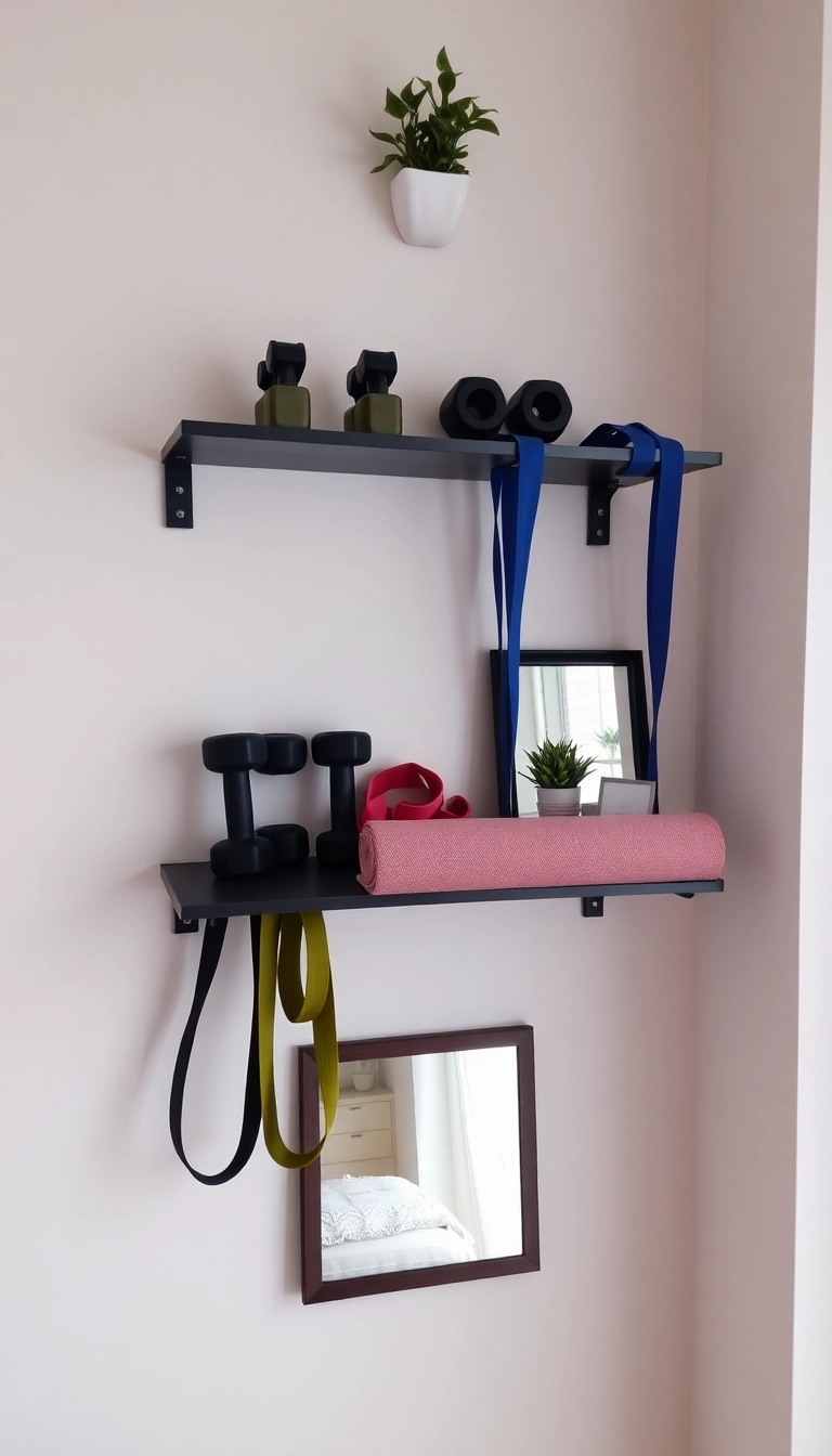 8 Stunning Mini Gym at Home Ideas That Maximize Your Workout Space! - 1. Vertical Storage Solutions