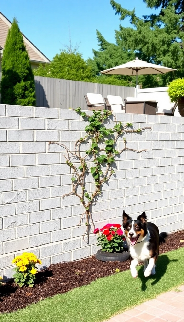 10 DIY Dog Fence Ideas That Are So Easy, You'll Want to Build One Today! - 5. Cinder Block Wall