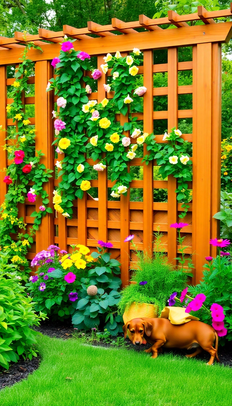 10 DIY Dog Fence Ideas That Are So Easy, You'll Want to Build One Today! - 7. Garden Trellis Fence